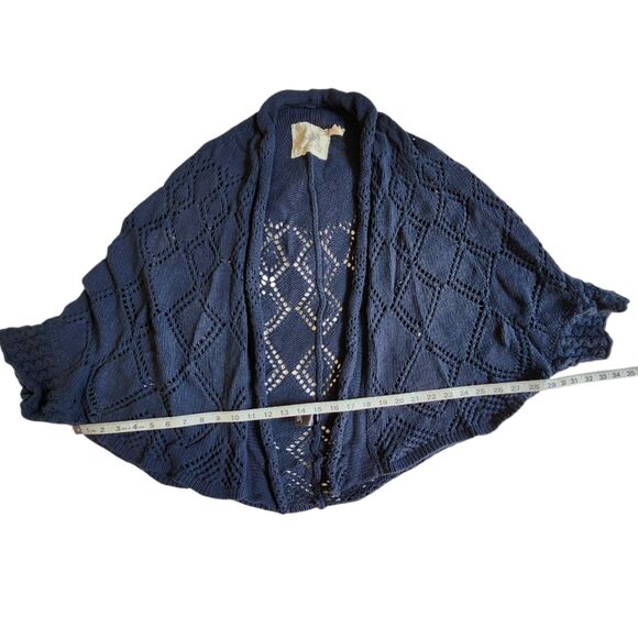 Anthropologie Angel of the North Navy Blue Cardigan Poncho Size Medium/Large - Picture 6 of 11